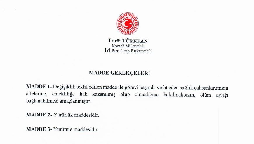 İYİ Parti'den görevi başında vefat eden sağlık çalışanlarının aileleri için flaş teklif - Resim : 2